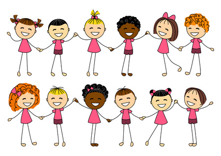 Set of cute kids isolated on whiteのイラスト素材
