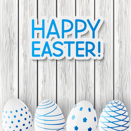 Easter eggs on wooden backgroundのイラスト素材