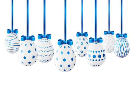 Easter eggs with blue ribbonのイラスト素材