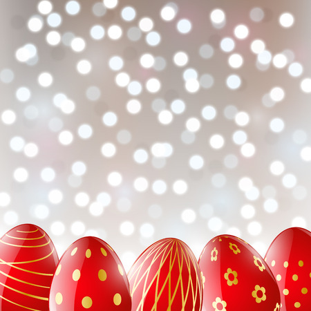 Easter eggs on shiny backgroundのイラスト素材