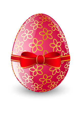 Easter egg with red bowのイラスト素材