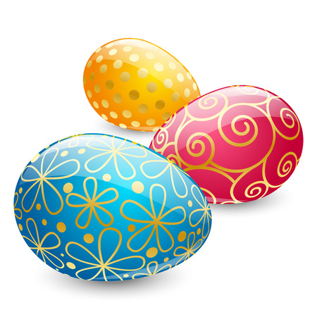 Color Easter eggs on whiteのイラスト素材