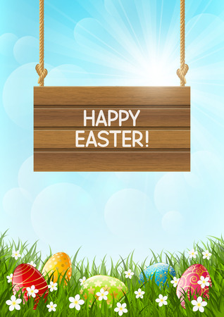 Easter card with color eggsのイラスト素材