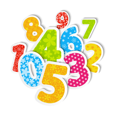 Paper color numbers on whiteのイラスト素材