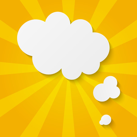 Paper clouds on orange backgroundのイラスト素材