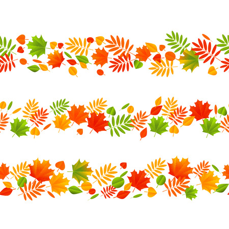 Set of seamless autumn bordersのイラスト素材
