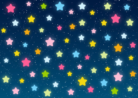 Shiny stars on blue sky backgroundのイラスト素材
