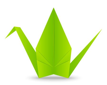 Paper origami crane on whiteのイラスト素材