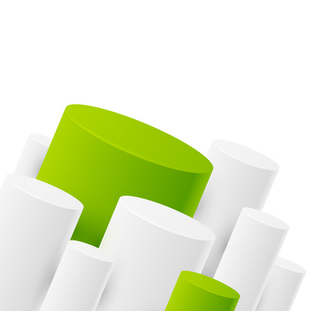 Abstract background with white and green cylindersのイラスト素材