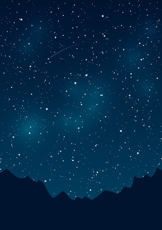 Mountains silhouettes on starry sky backgroundのイラスト素材