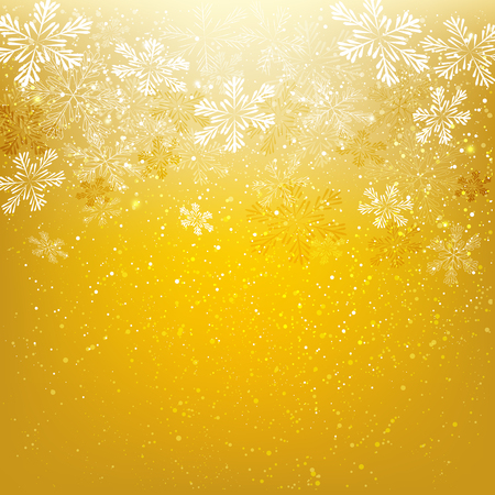 Shiny snowflakes on golden backgroundのイラスト素材