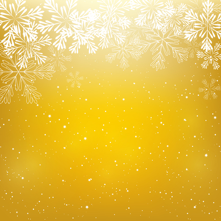 Shiny snowflakes on golden backgroundのイラスト素材