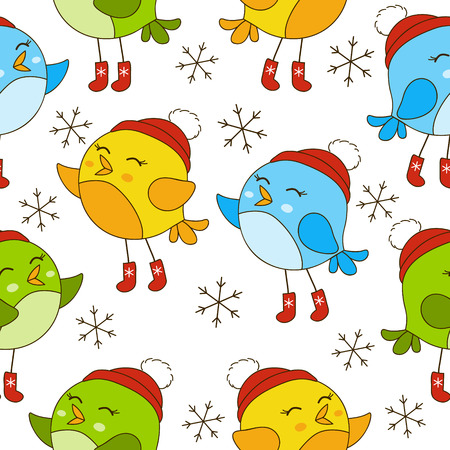 Seamless pattern with cute birdsのイラスト素材