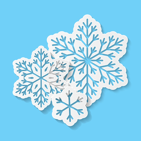 Paper snowflakes on blue backgroundのイラスト素材