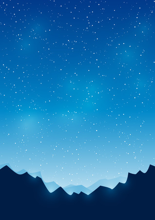 Mountains on starry sky backgroundのイラスト素材