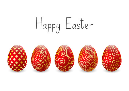 Easter eggs on white backgroundのイラスト素材