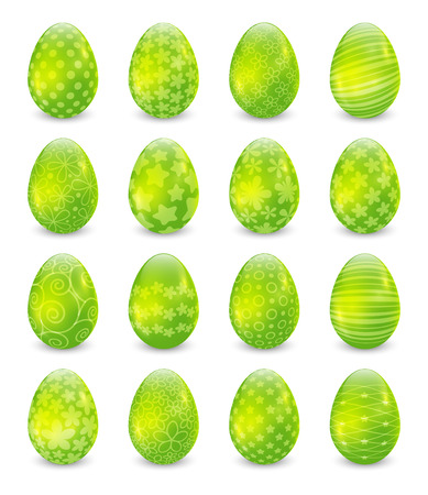Set of green Easter eggsのイラスト素材