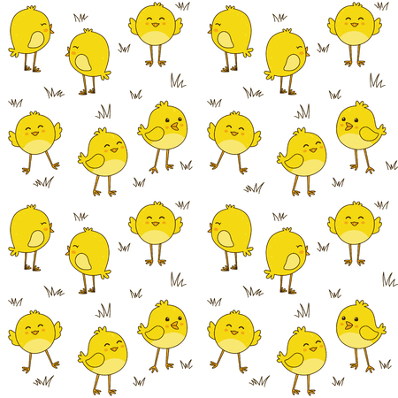Seamless pattern with cute chickensのイラスト素材