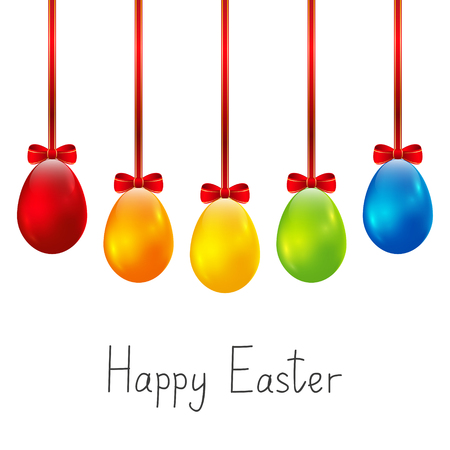 Color Easter eggs on white backgroundのイラスト素材