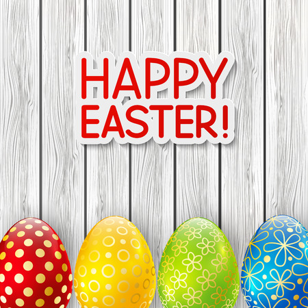 Easter greeting card with color eggsのイラスト素材