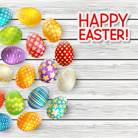 Easter greeting card with color eggsのイラスト素材