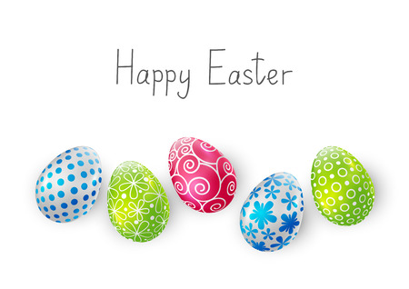 Easter color eggs on whiteのイラスト素材