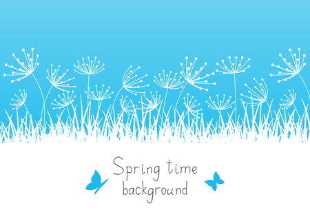 Spring background with grass silhouettesのイラスト素材