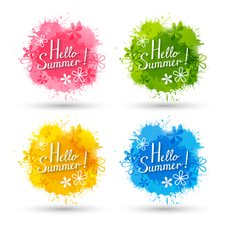 Set of color paint splashesのイラスト素材