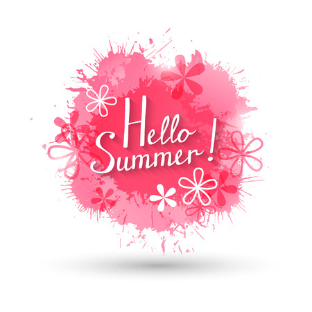 Summer background with pink paint splashesのイラスト素材