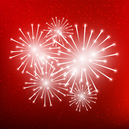 Shiny fireworks on red backgroundのイラスト素材