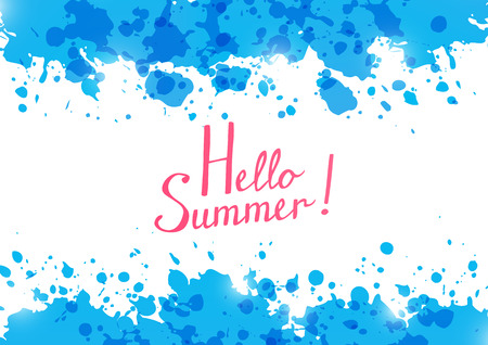 Abstract background with blue paint splashesのイラスト素材