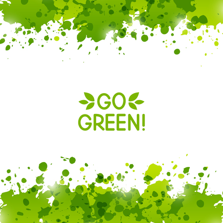 Abstract background with green paint splashesのイラスト素材