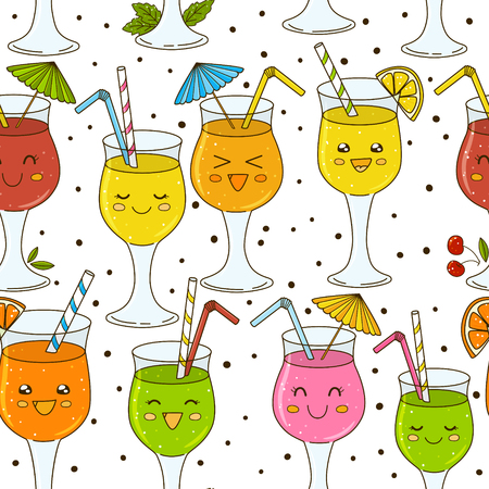 Seamless pattern with color cocktailsのイラスト素材