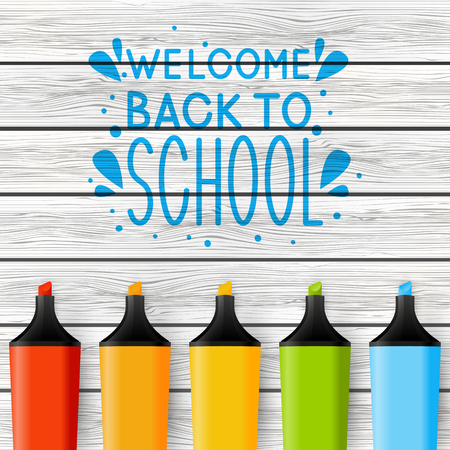 School greeting card with color markersのイラスト素材
