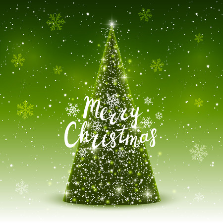 Christmas tree on shiny green backgroundのイラスト素材