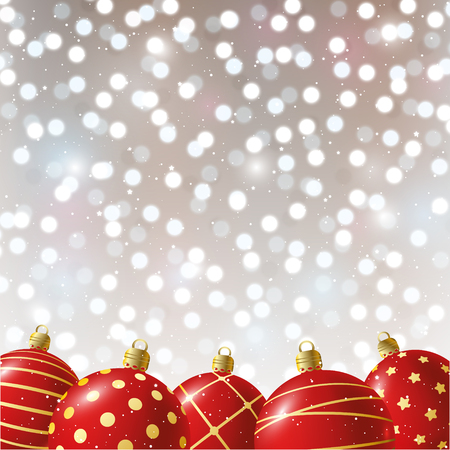 Red Christmas balls on shiny backgroundのイラスト素材