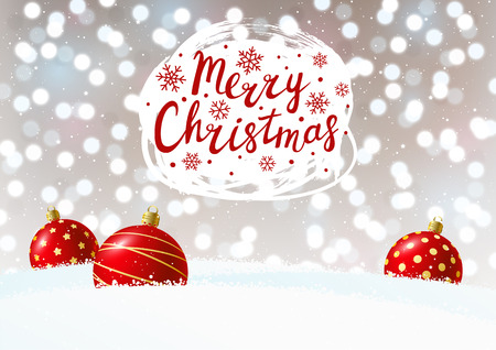 Red Christmas balls on shiny backgroundのイラスト素材