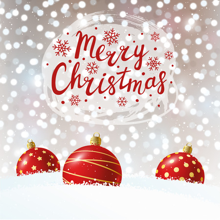 Red Christmas balls on shiny backgroundのイラスト素材