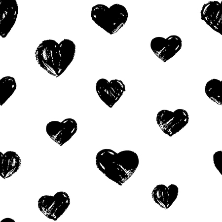 Seamless pattern with hand drawn heartsのイラスト素材