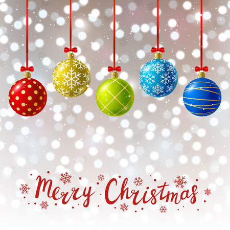 Color Christmas balls on shiny backgroundのイラスト素材