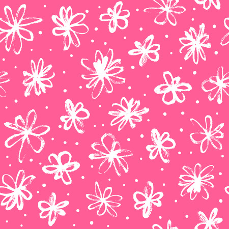 Pattern with hand drawn flowersのイラスト素材