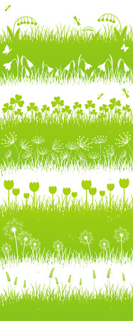 Set of 7 meadow borders for Your designのイラスト素材