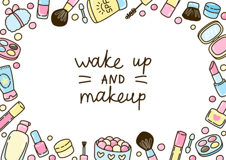 Cute makeup frame for Your designのイラスト素材
