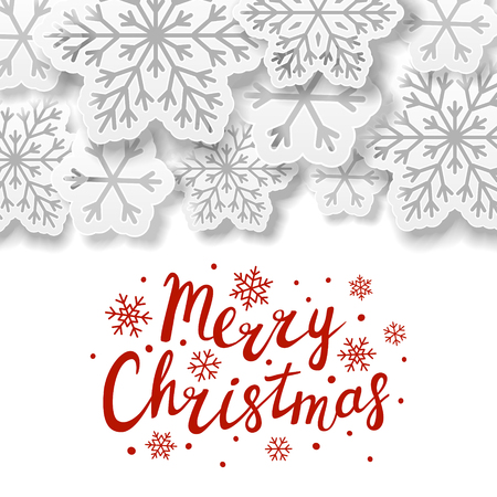 Christmas background with paper snowflakesのイラスト素材