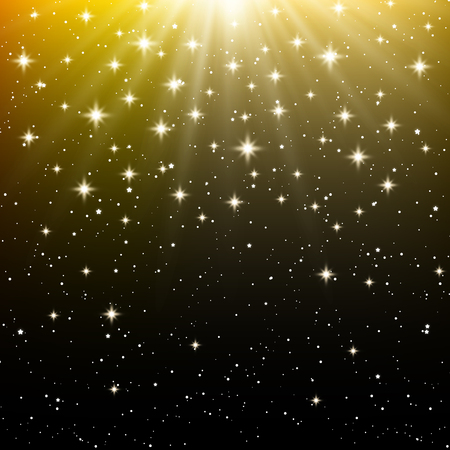 Golden shiny background with starry raysのイラスト素材