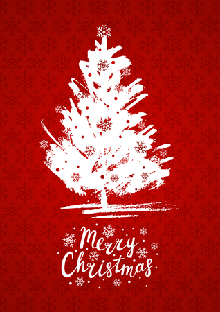 Christmas greeting card with Xmas tree sketchのイラスト素材