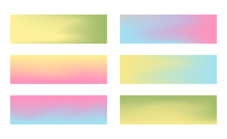 Set of 384 x 115 horizontal banners with pastel color gradient meshのイラスト素材
