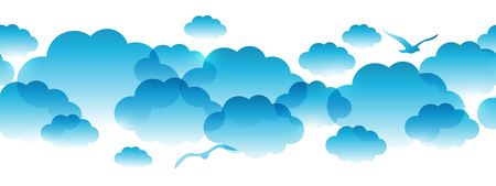Seamless border with blue cloudsのイラスト素材
