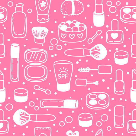 Seamless pattern with cute cosmeticsのイラスト素材