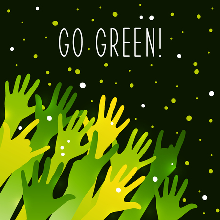 Green up hands silhouettes on dark backgroundのイラスト素材
